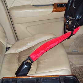 Shuaike Steering Wheel Lock, Universal Anti-Theft Steering Wheel Steel Lock to Safety Belt Lock Catch Car Anti-Theft