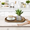 dwellington Wooden Farmhouse Decorative Tray, 11.8in Rustic Beaded Tray for
