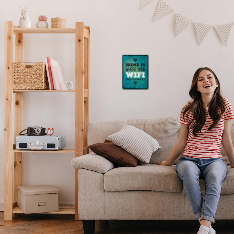 Home is where your wifi connects automatically metal sign with