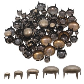 Pine & Linen 200Pcs Bronze Durable Round Dome Studs, Claw Rivets Metal Nailheads, Assorted Spike Studs for Leather Craft Clothes/Bags/Shoes（4mm/6mm/8mm/10mm/12mm）