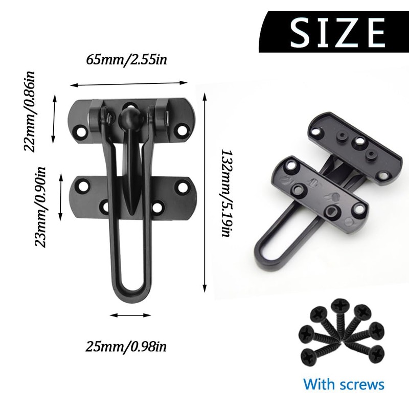 Ruidee 2Pcs Swing Bar Lock Front Door Locks Alloy Automatic