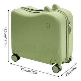 LOYALHEARTDY 18" Ride-On Kids Suitcase with Double Spinner Wheels Cute Lightweight Tow-Along Luggage Carry-on Hardside Trolly Case with Password Lock for Travel, Olive Green