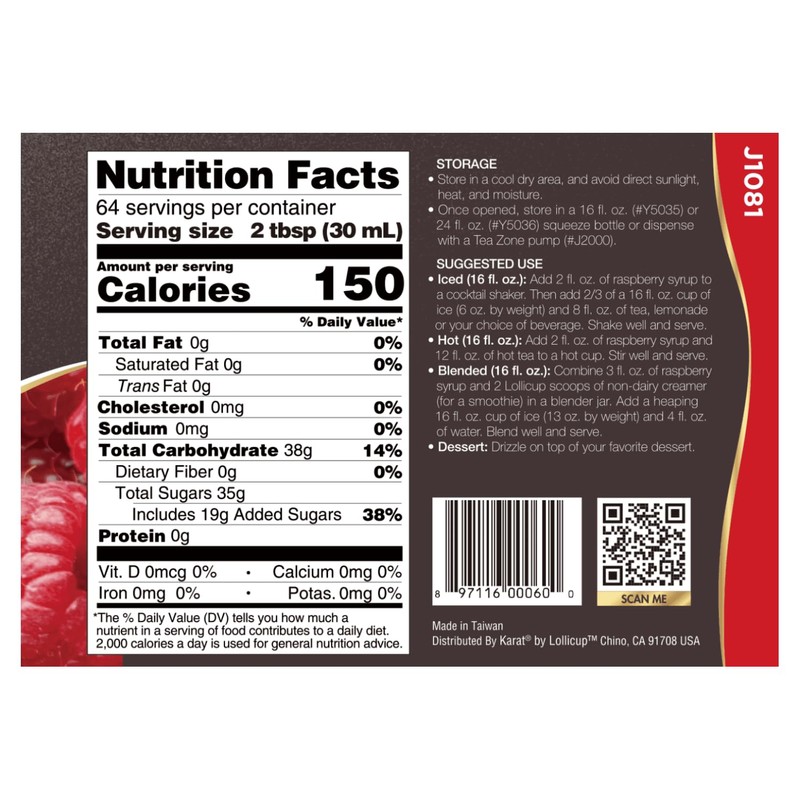 Tea Zone 64 fl. oz Raspberry Syrup