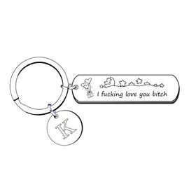 Couple Best Friend Initial Letter Keychain for Women,Valentine's Day Gift,Birthday Friendship Gift for Her Girlfriend Friend (K)