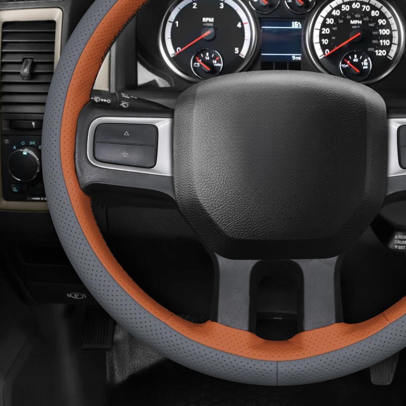 MEWANT Hand Sewn 3D Style Steering Wheel Cover Wrap for
