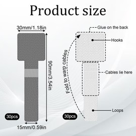 Hpmjz 60 Pcs Hook and Loop Cable Ties Self-Adhesive Cord Strap Organizers Under Desk Cable Management Clips Reusable Wire Organizers Adjustable Nylon Wire Holders for Office Home Wall Essentials