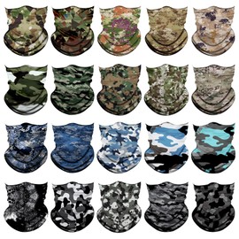 20pcs Cooling Neck Gaiter for Men Women Gator Face Mask Scart Cover Breathable Balaclava Bandana Sun Protection (Camo-1, One size)
