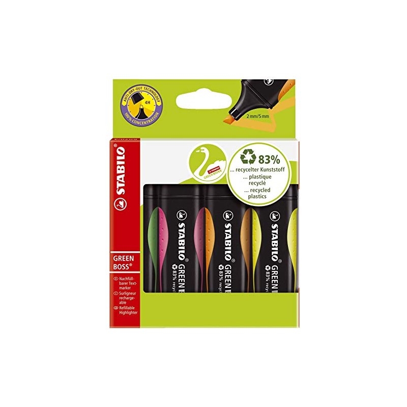 STABILO Green Boss Highlighters Pack of 4 Box of 4