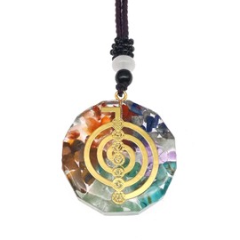 Collar 7 Chakras Orgonita Cuarzo Reiki Chacras Amuleto Energa y Proteccin Espiritual Yoga Equilibrio de Energa Bienestar Curativo Curacin             