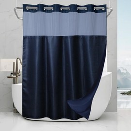 Final Friday Navy Blue Waffle Weave Shower Curtain with Snap in Liner Polyester Fabric Hotel and Spa Bathroom Decor Set Waterproof Detachable Washable No Hook 72 W x 74 H Inch Blue