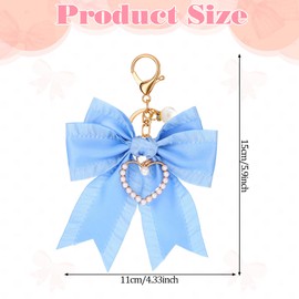 Styquenzer Bow Keychain for Purse Pearl Bow Keychain Bag Charms for Handbags Pearl Wristlet Key Chain Backpack Charm Cute Blue Handbag Purse Charms Chain for Purses Key Chains Car Keys Accessories