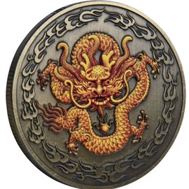 Chinese Holy Loong and Phoenix Good Luck Coin for Lottery Ticket Scratcher Tool