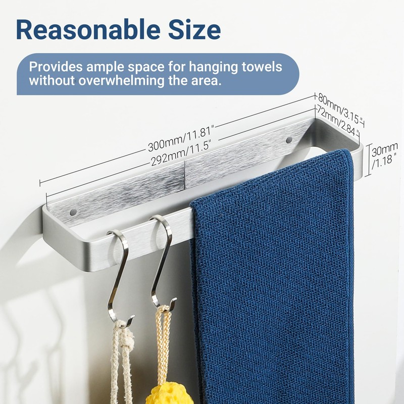 SAYAYO Brushed Nickel Hand Towel Holder for Bathroom Wall, 12