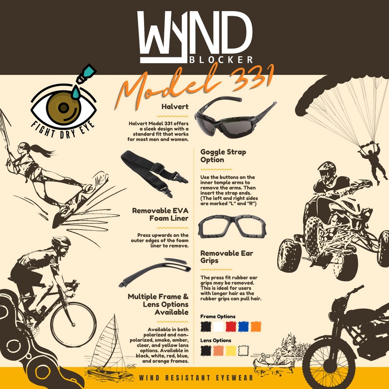 WYND Blocker Motorcycle Riding Glasses Extreme Sports Wrap Sunglasses, Black,