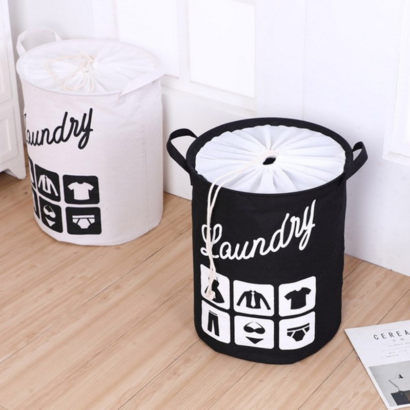 Foldable Fabric Laundry Basket Cotton Laundry Large Bag Collapsible Storage