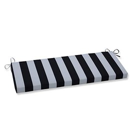 Pillow Perfect Outdoor/Indoor Cabana Stripe Black Bench/Swing Cushion, 1 Count (Pack of 1)
