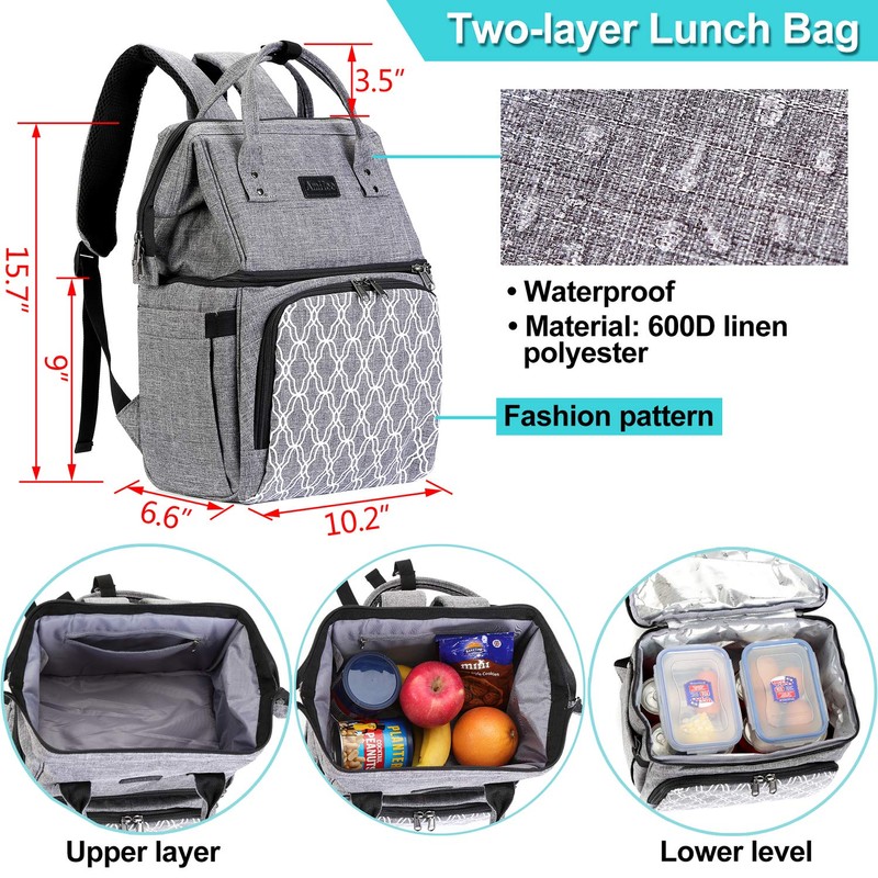 AmHoo Insulated Lunch Box Cooler Backpack Waterproof Leak-proof Lunch Bag
