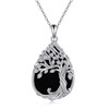 YAFEINI Tree of Life Necklace Sterling Silver Black Onyx Jewellery