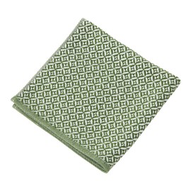 Kusuhashi Crest Woven Handkerchief Towel, Watane Oblique Writing, Chamon, Green, Approx. 9.8 x 9.8 inches (25 x 25 cm), 1-65616-86-G