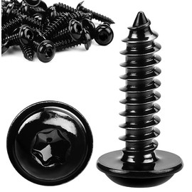 Pack of 60 Screws Black M4 x 14 mm Wood Screws Tapping Screws Black Galvanised Pan Head Screws Flat Head Self Tapping with Washer for Acoustic Panels 304 Stainless Steel Torx Flat Head Screws
