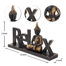 Smadeer Buddha Statue Buddah Buda - Buddah Statue for Home Decoration,Laughing Buddha Statue for Yoga feng Shui Meditation Spiritual Room Decor,Buddha Decor Indoor, Relax Budha Zen Decor