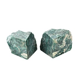 AMOYSTONE Decorative Bookends | Minimalist Green Mica Stone BookEnds 3-4LBS | Office Shelf Stabilizer | Eco-Friendly Stone