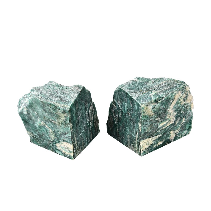 AMOYSTONE Decorative Bookends | Minimalist Green Mica Stone BookEnds 3-4LBS