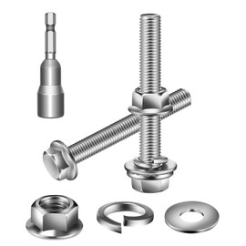 M6 x 30mm Hex Head Bolts, Nuts, Flat & Lock Washers, Flanged Hex Head Bolts, 304 Stainless Steel, Full Thread, Pack of 10