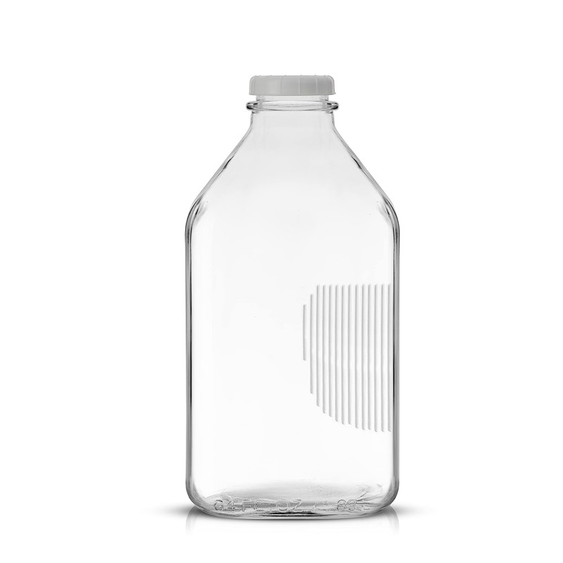 JoyJolt Glass Milk Bottles with Lids and Pourer – 64