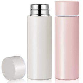 Irenare 5oz Mini Water Bottle Mini Insulated Stainless Steel Bottle Purse Water Bottle Cute Leak Proof Water Flask Keeps Drink Cold and Hot for Purse Women(Angel White, Light Pink,2 Pieces)