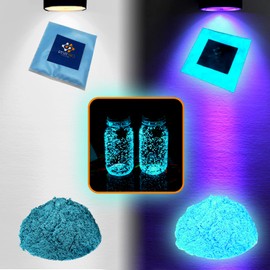 Ultra Fluorescent Powder additive Pigment - UV Luminescent - Glows in The Dark - for epoxy resins - for Artistic Creations and DIY 20g (Light Blue)