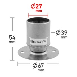 ElekTek ES E27 Edison Screw Fitting Fixed Base Lamp Holder with Smooth Sheath Ideal for Surface Mounting Vintage Filament Lamps Antique Brushed Brass