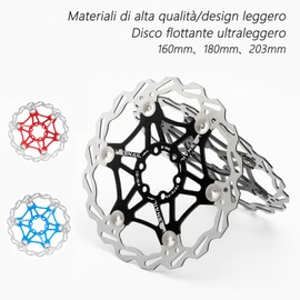 Yongness Floating Mountain Bike Brake Rotor, Hydraulic Brake Disc Rotor 160mm, 180mm, 203mm with 6 Bolts, Suitable for Road Bikes, MTB, BMX, Bicycle Parts (Black 160mm)