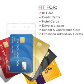 Teskyer 6 Pack Extra Thick Plastic ID Card Badge Holder, Vertical Clear Name Card Badge Holder with Waterproof Resealable Zip, 2.5" x 3.5" Inner Size