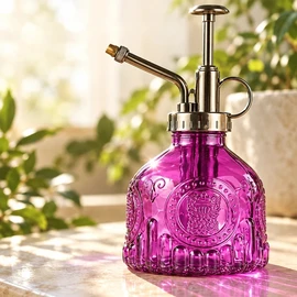 Vintage Glass Plant Mister for Indoor Plants – 6.8 fl oz Decorative Spray Bottle with Manual Pump for Houseplant Care