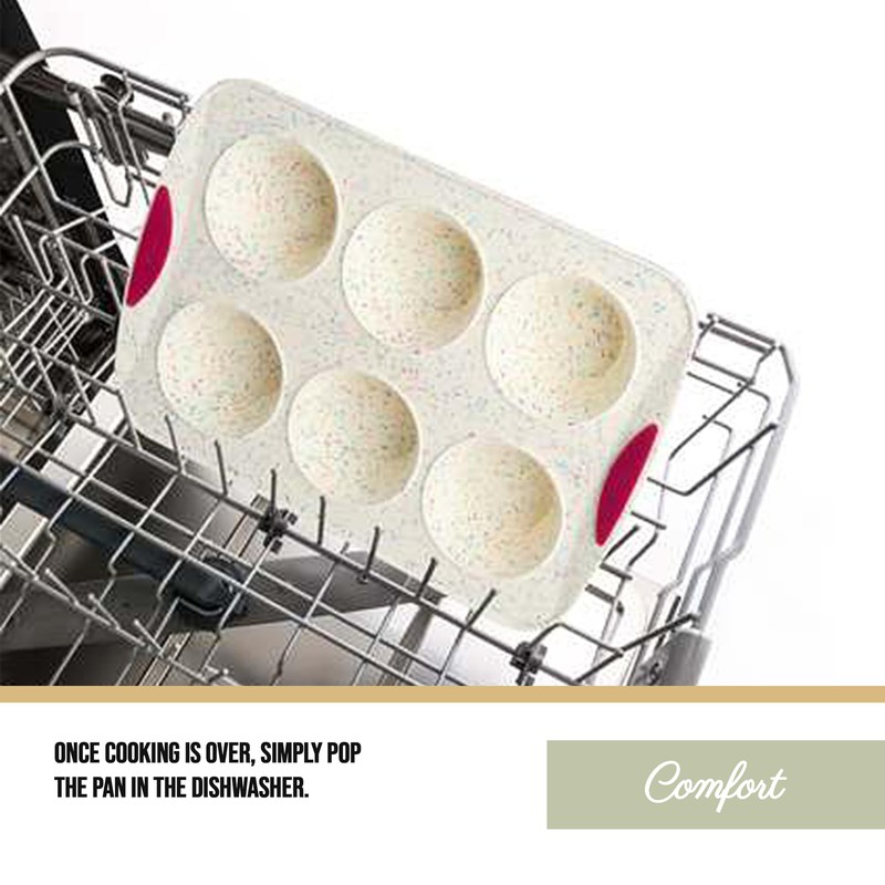 Trudeau Structure White Confetti 6-Cup Jumbo Muffin Pan – Premium