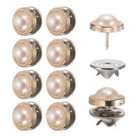 uxcell 10 Sets Pearl Brooch Buttons, 11.5 mm No Sew Pearl Buttons Pins Detachable Pearl Brooch Anti-Exposure Fixed Cover Up Bottons Pins for Clothes, Coat, Cardigan, DIY Craft (White)