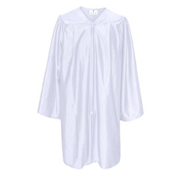 GradPlaza Shiny Choir Robe Kindergarten Preschool Graduation Gown Shiny Graduation Gown for Kids White Size 24
