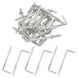 PHITUODA 20Pcs L Shape Screw Hooks 2 Inch Square Bend Hooks L Screw Hooks Right Angle Hooks Metal Screw-in Hooks for Hanging, Silver
