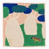 Kusunobashi Crest Woven Morita MiW Gauze Pile Handkerchief, Hyena, Beige,