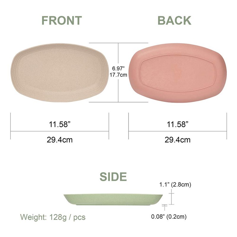Hobein 6 Pack 11 inch Wheat Straw Dinner Plates -