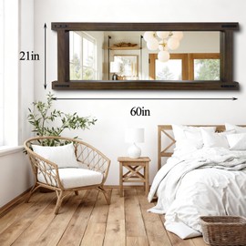 Full Length Mirror with Wood Frame ，60" x 21" Standing Full Body Floor Wall Mounted Hanging Mirror for Bedroom, Living Room，Cloakroom