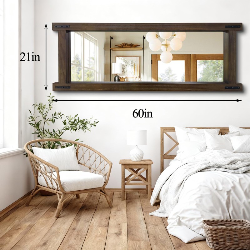 Full Length Mirror with Wood Frame ，60" x 21" Standing
