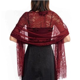 GFM® Lace Floral Scarf Shawl For Wedding,Evening Wear, Bridesmaid,Proms (88) (LC-10-BRGLL)