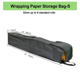 Newbob Christmas Wrapping Paper Holder, 31" Gift Wrap Paper Storage Organizer for Less than 9 Rolls, Heavy Duty Waterproof Wrapping Paper Rolls Storage Bag with Side Pockets&Handles, Black