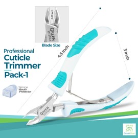 Cuticle Trimmer with Non-Slip Grip Handle Professional Stainless Steel Cuticle Cutter Sharp Blades Double Spring Cuticle Nippers for Nail Care Pedicure Manicure Nail Tools (White Green Grip Handle)