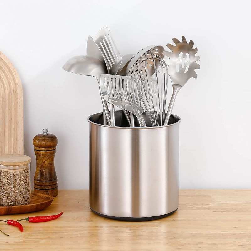 OKT Kitchen Utensil Holder,7.2″Large Stainless Steel Utensil Crock with Non