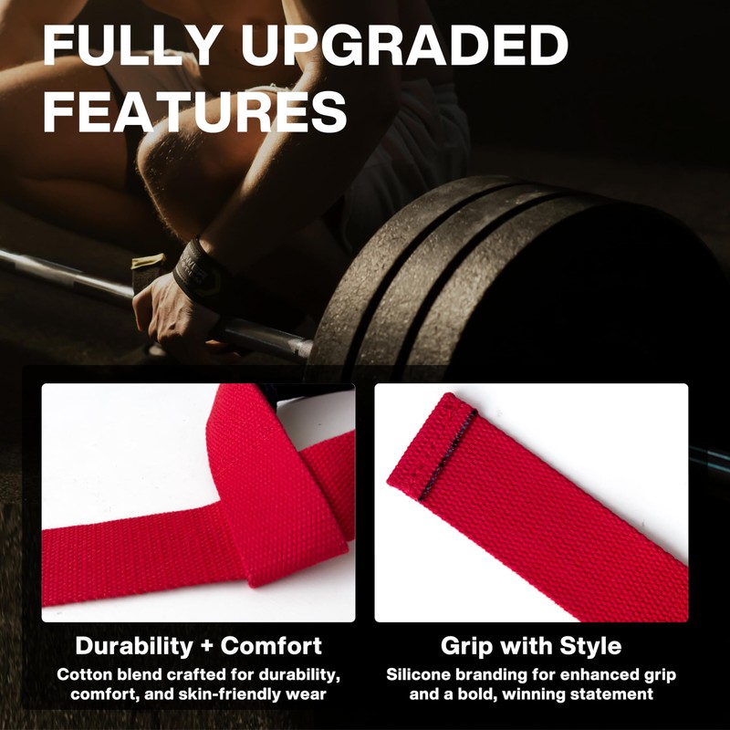 METEOR Weightlifting Straps for Grip and Stability, 60cm Cotton Blelnd