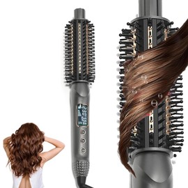 Cepillo Curling de Hierro Cerámica, Secador de Cepillo Redondo y Estilizador de Cabello,Turmalina Curler de Pelo Iónico, Pantalla Digital Temperaturas, para Aspecto de Soplado, Sakura