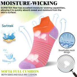 Compression Sport Running Socks For Women Men Seamless Cushion Ankle Socks Plantar Fasciitis Neuropathy Socks 3 Pairs (XL, Pink)